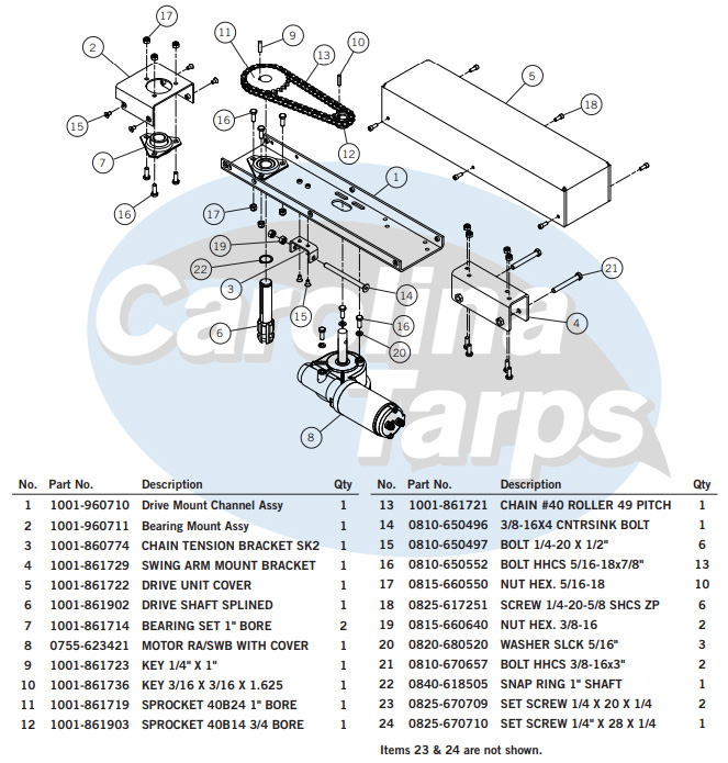 Front Motor/Drive Assembly for Aero PowerLock and SideKick Tarp Systems 1001-961310
